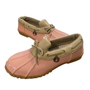Sporto Paulette Duck Rain Shoes Womens 6M Pink Beige Gardening Rubber Snow